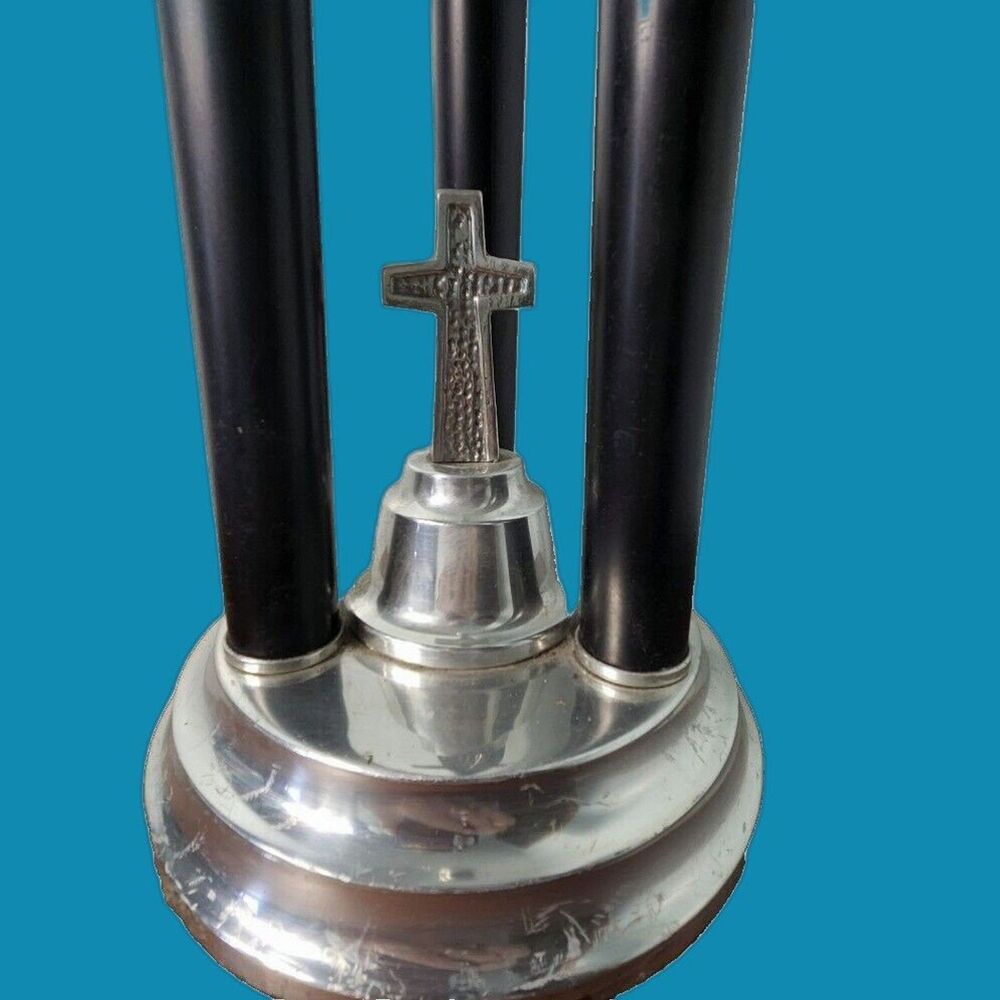 Vintage 40" Candleholder | 3.3ft Christian Celtic Altar Candleabra Cross